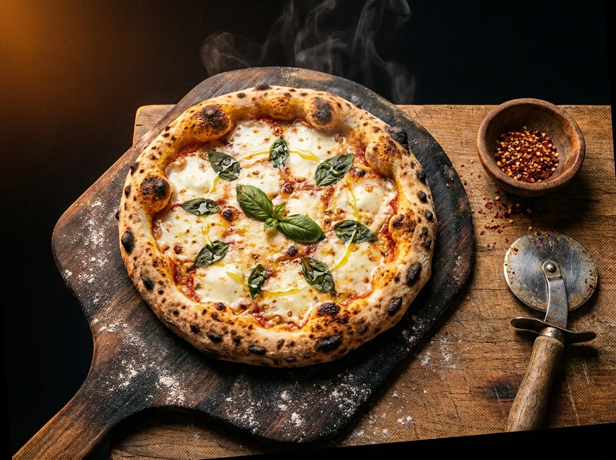 Stone-baked pizza
